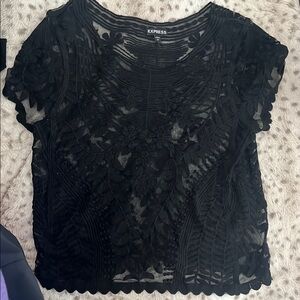 Express Black Cropped Sheer Blouse
